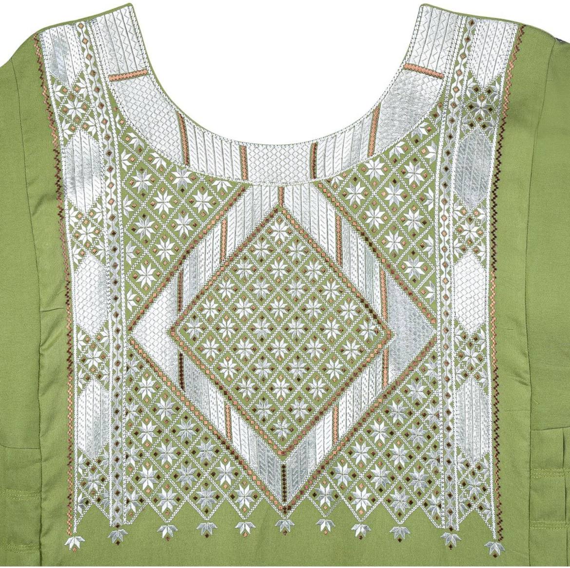 Green Cuffed Sleeves Plain Dress - Image 2