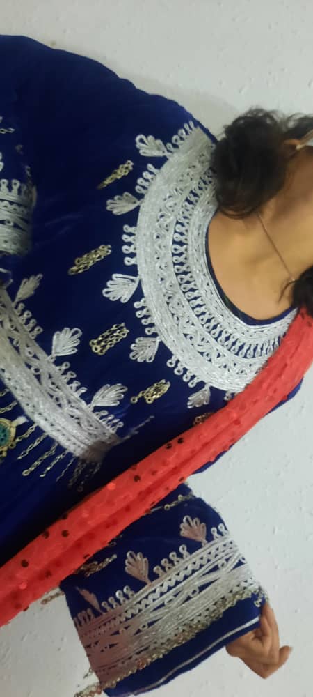 Cherma Dozi Velvet Blue Dress - Image 2