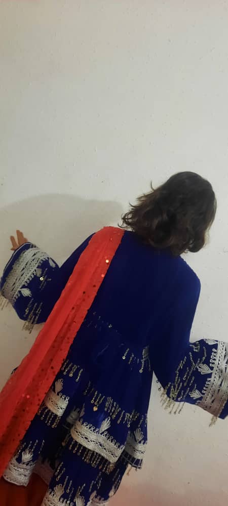 Cherma Dozi Velvet Blue Dress - Image 5