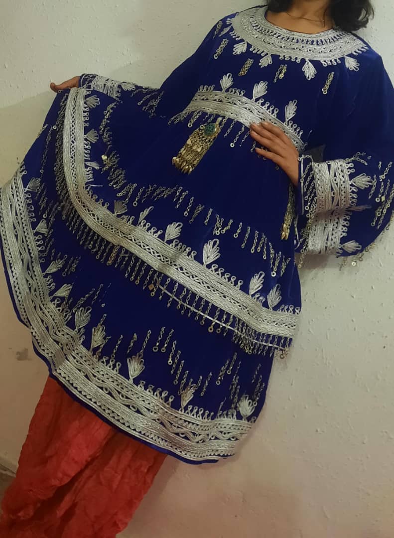 Cherma Dozi Velvet Blue Dress - Image 3