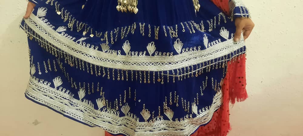 Cherma Dozi Velvet Blue Dress - Image 4