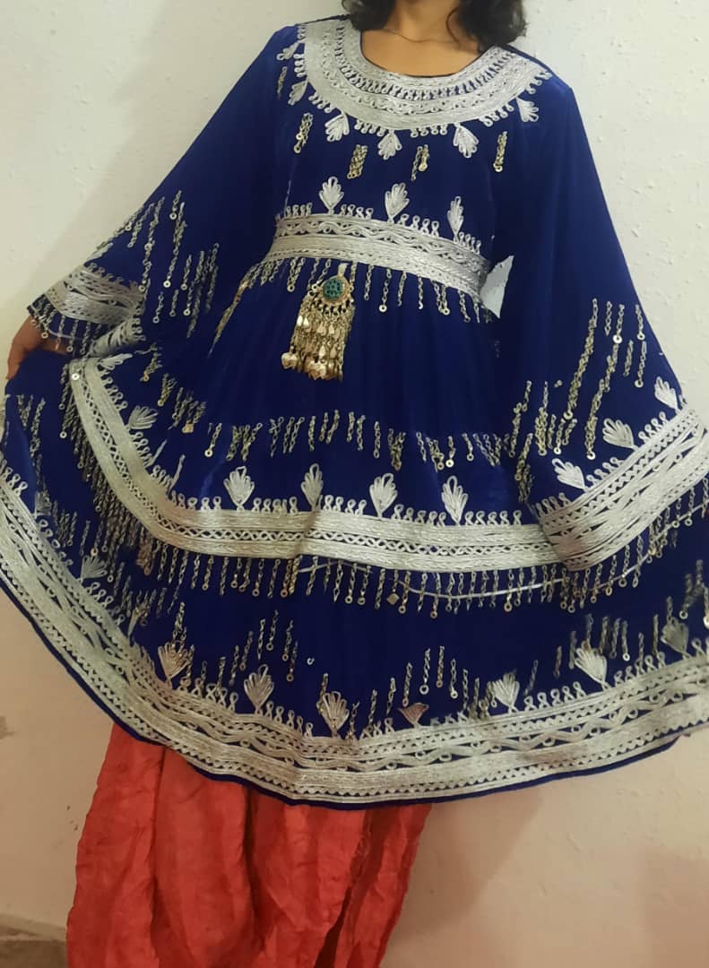 Cherma Dozi Velvet Blue Dress - Image 7