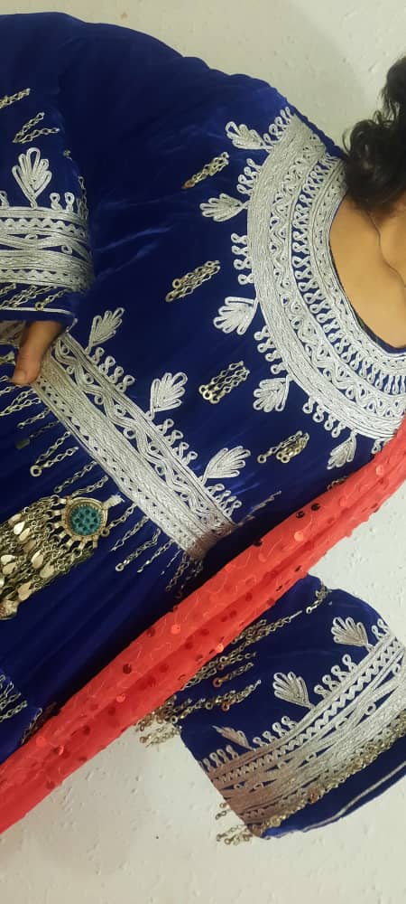 Cherma Dozi Velvet Blue Dress - Image 8