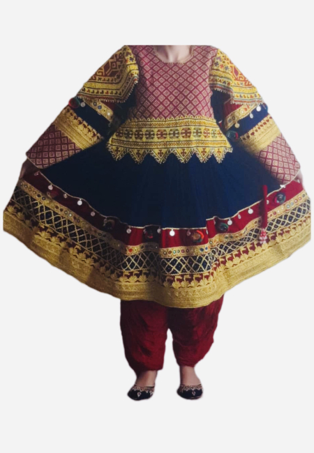 Traditional Women’s Outfit with Silk Velvet and Graph Mora Embroidery
