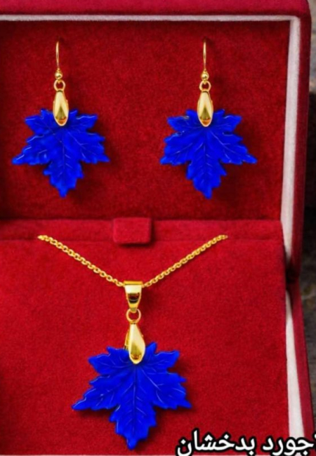 Lapis Lazuli Maple Leaf Brass Necklace