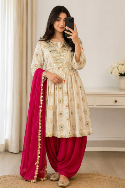 Afghan Mirror-Work Dress