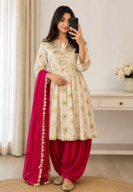 Afghan Mirror-Work Dress
