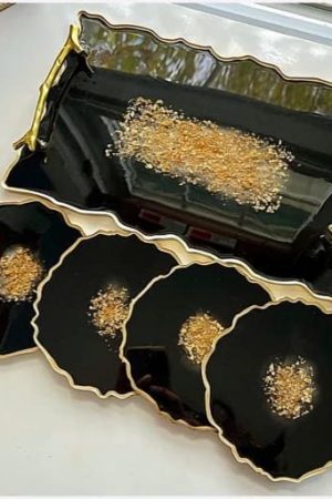 Luxury Black & Gold Resin Serving Set
