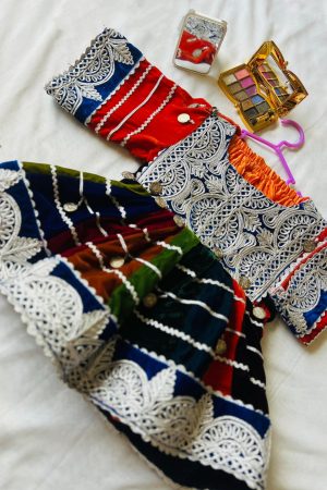 Traditional Afghan Velvet Charma Dozi Dress for 2-Year-Old Kids