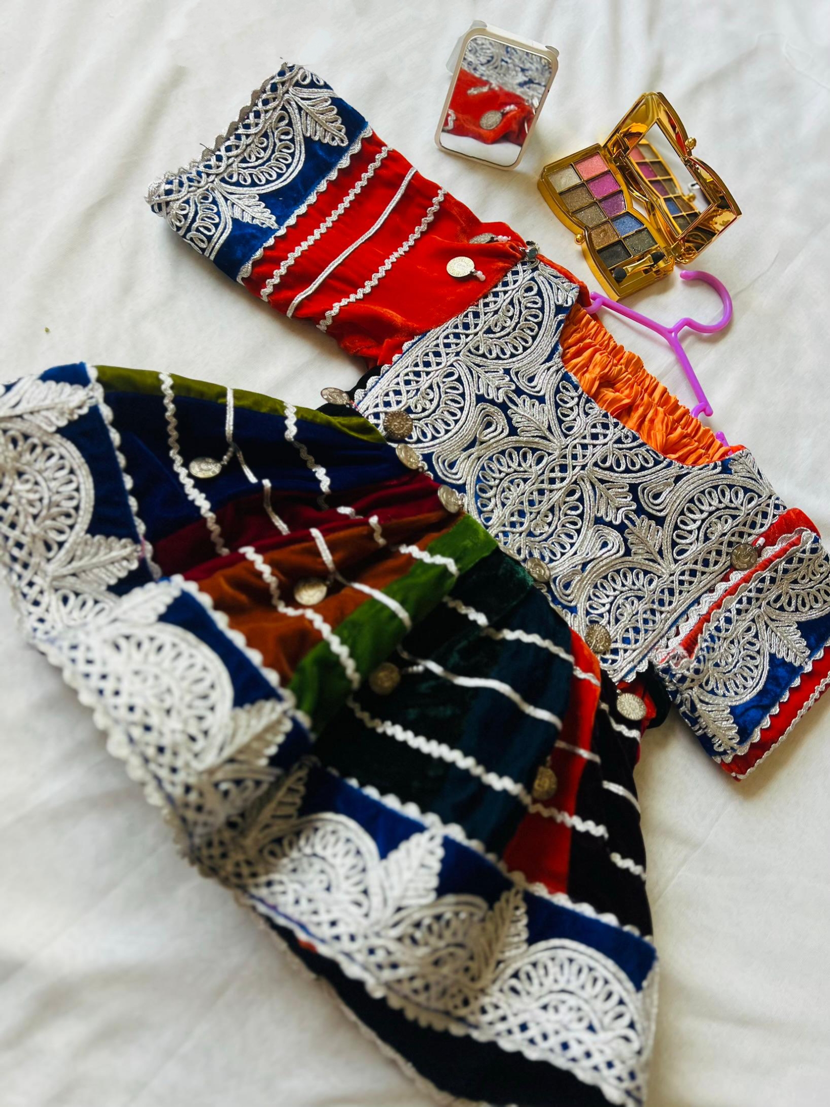 Traditional Afghan Velvet Charma Dozi Dress for 2-Year-Old Kids