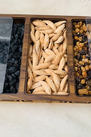 Three-Compartment Wooden Nut Serving Box