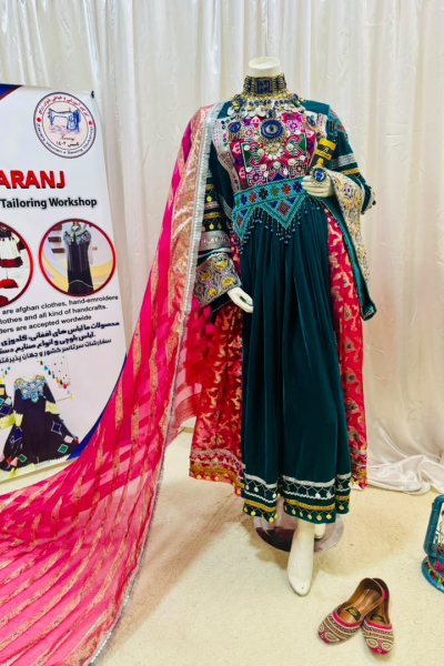 Afghan Velvet Gand Dress with Lace Design