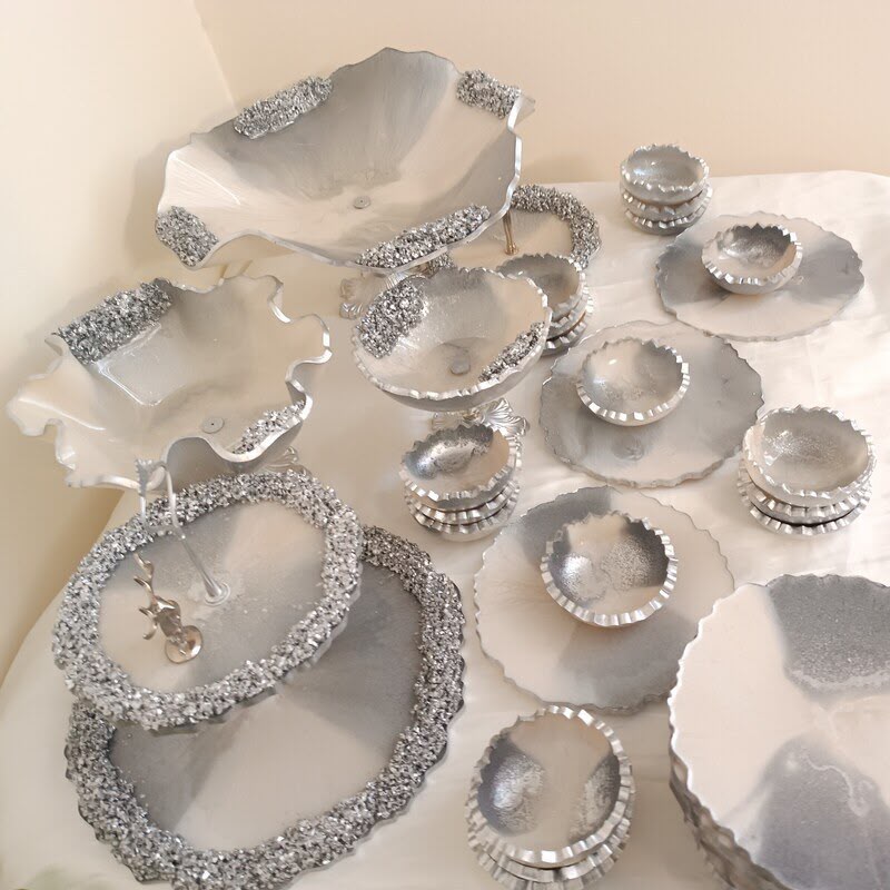 Silver Crystal Resin Serving Set - Image 4