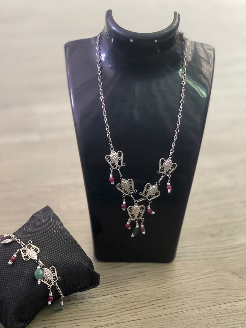 Handmade Silver Necklace and Bracelet - Image 2
