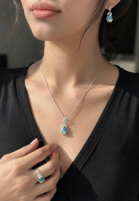 Authentic Silver Set with Turquoise Stone