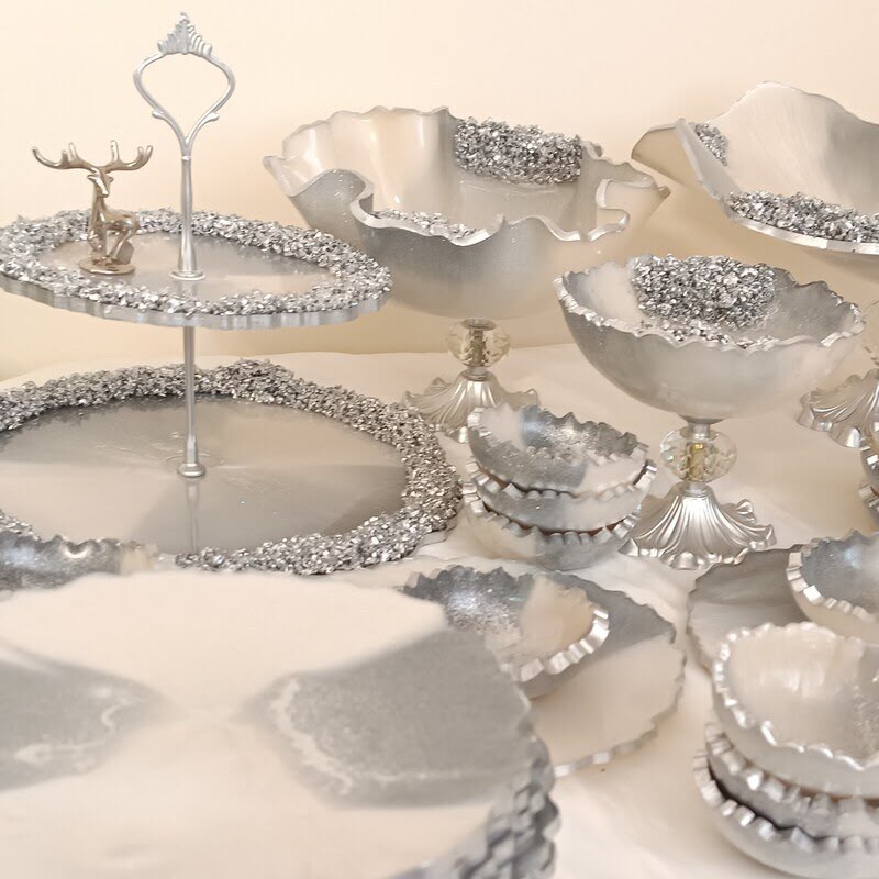 Silver Crystal Resin Serving Set - Image 2