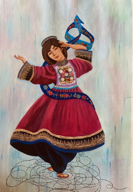Afghan Heritage – Original Acrylic Painting(Barbed Wire)
