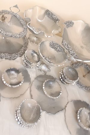 Silver Crystal Resin Serving Set