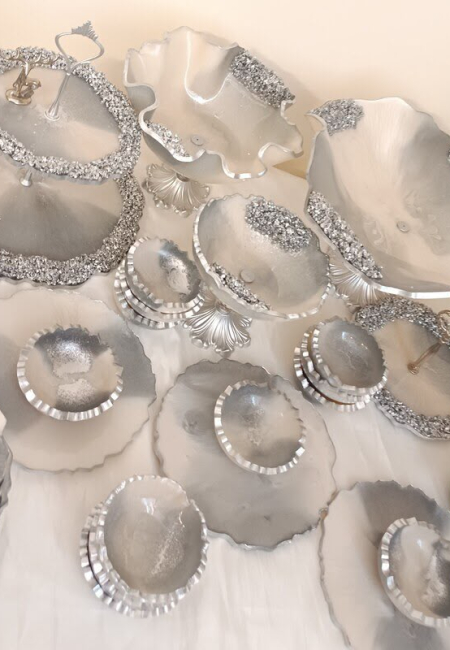 Silver Crystal Resin Serving Set