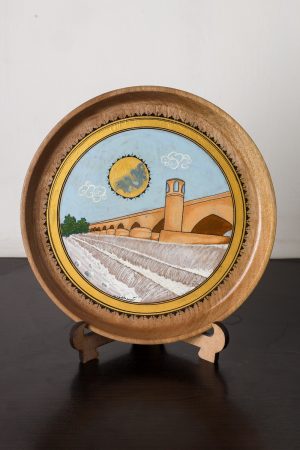 Two Miniature Wooden Plates with Pul-e-Malan, Herat Design