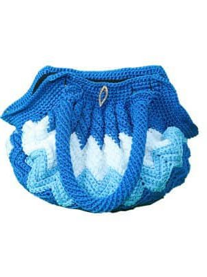 Blue & White Shell-Shaped Handmade Macramé Bag