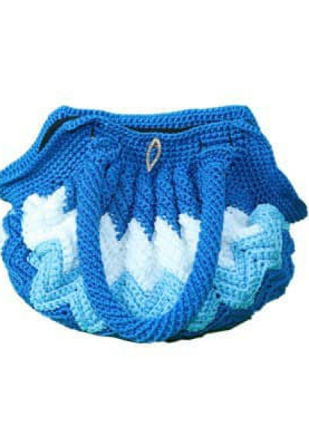 Blue & White Shell-Shaped Handmade Macramé Bag