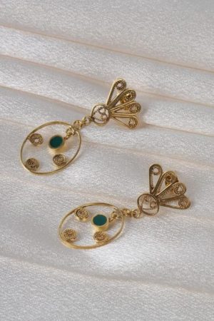 Afghan Green Agate Earring